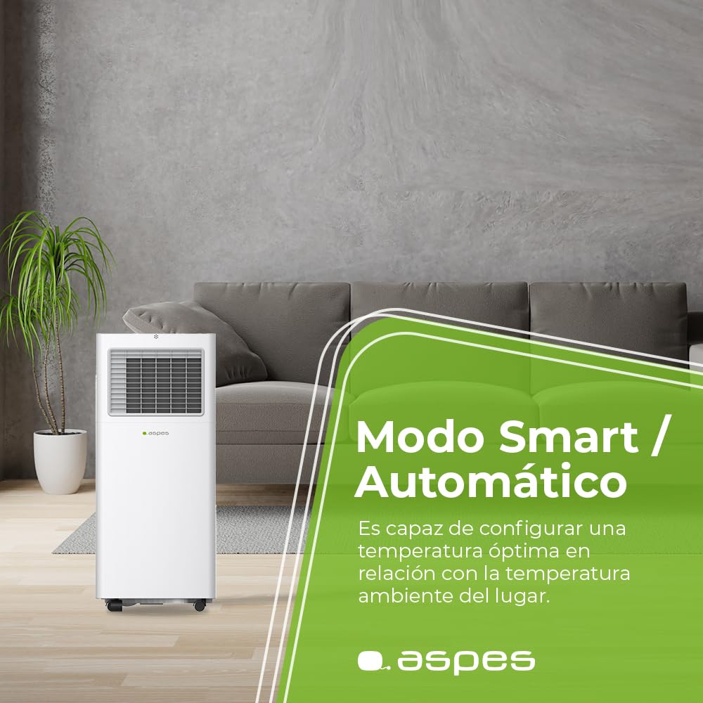 Aspes Aire Acondicionado Portátil, 9000 BTU. AAAP900F. Solo frío, Display LED Táctil, Temporizador, Mando a Distancia, Kit instalación ventana incluido, Clasificación Energética A