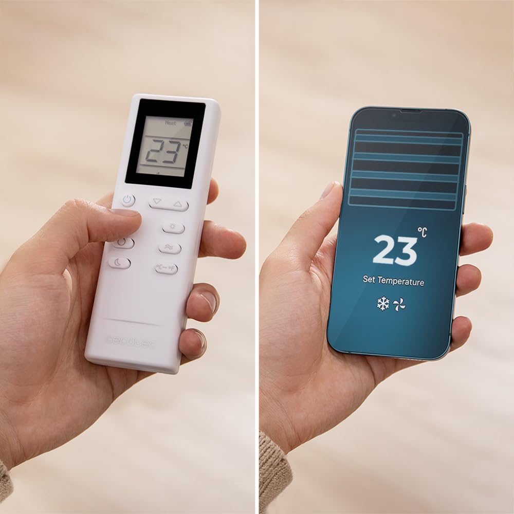 Cecotec Aire Acondicionado Portátil con Mando a Distancia, Wifi y Bomba de Calor ForceClima 12800 Soundless Heating Connected. 12000 BTU, Pantalla LED, 5 Modos, Cobertura 26-28m2