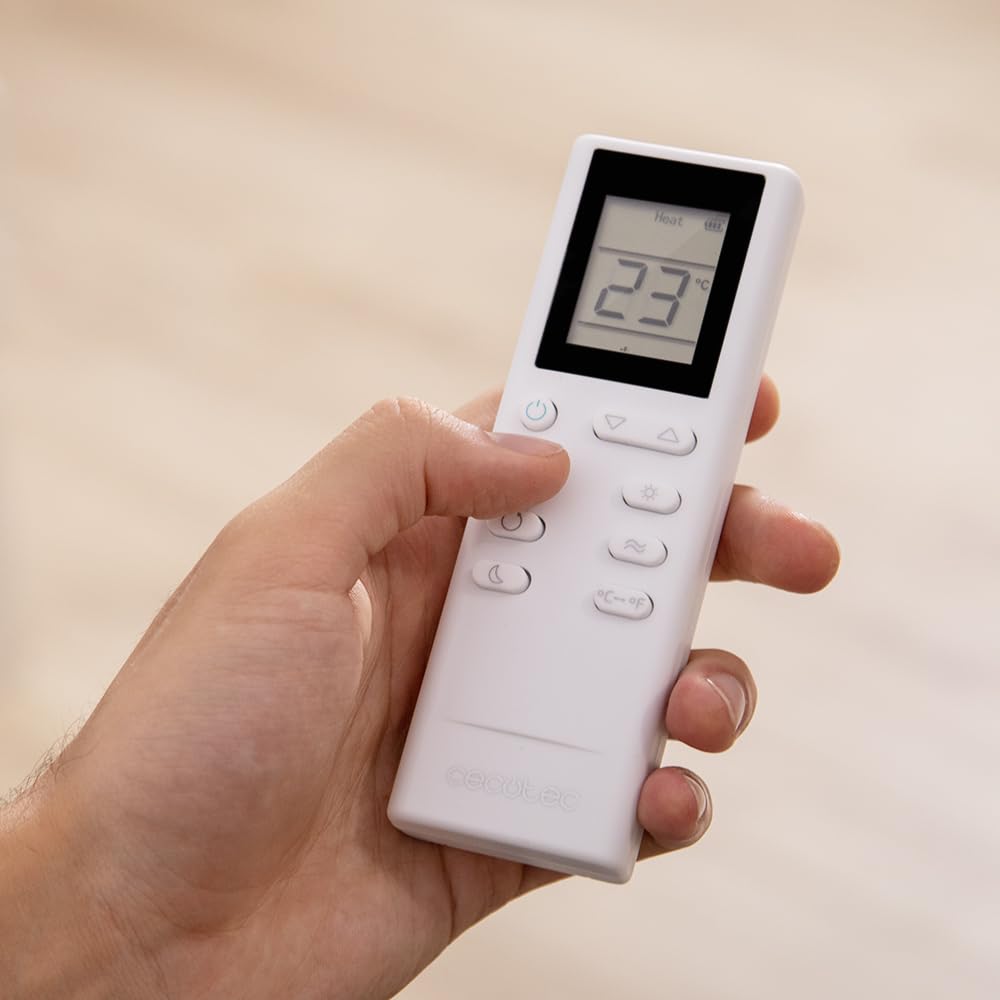 Cecotec Aire Acondicionado Portátil con Mando a Distancia y Bomba de Calor ForceClima 12600 Soundless Heating. 12000 BTU, Pantalla LED, 5 Modos, Deshumidificación, Cobertura 26-28m2