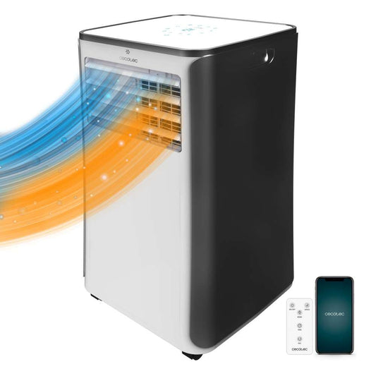 Cecotec Aire Acondicionado Portátil con Mando a Distancia, Wifi y Bomba de Calor ForceClima 9500 Soundless Heating Connected. 9000 BTU, Pantalla LED, 5 Modos, Cobertura 20-25m2