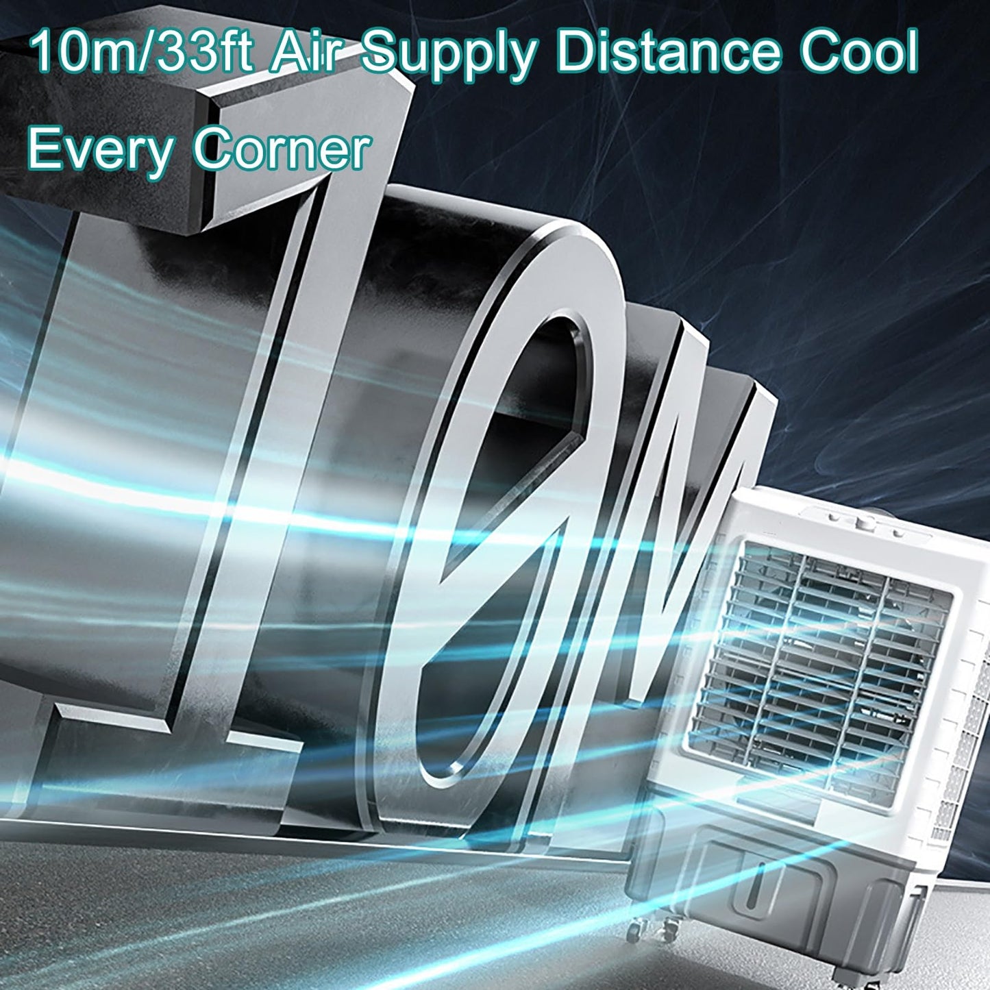 Swamp Cooler - Enfriador de aire evaporativo con 3 velocidades y oscilación de 120°, portátil, para interiores y exteriores, patio, garaje