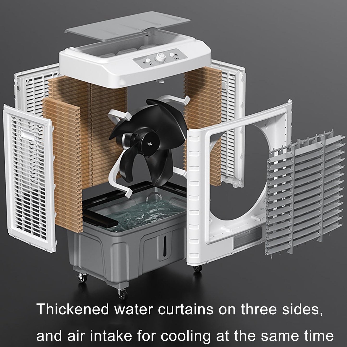 Swamp Cooler - Enfriador de aire evaporativo con 3 velocidades y oscilación de 120°, portátil, para interiores y exteriores, patio, garaje