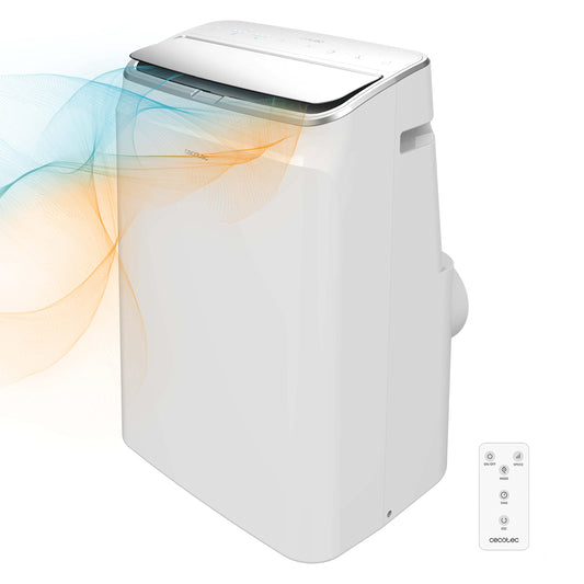 Cecotec Aire Acondicionado Portátil con Mando a Distancia y Bomba de Calor ForceClima 12600 Soundless Heating. 12000 BTU, Pantalla LED, 5 Modos, Deshumidificación, Cobertura 26-28m2