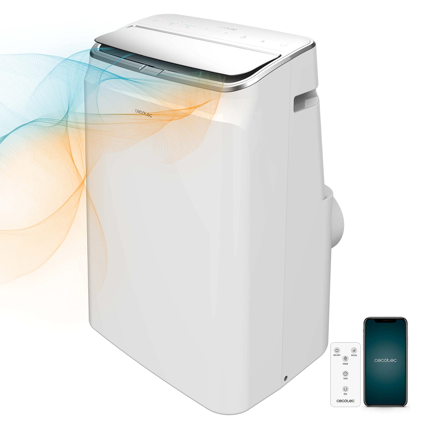 Cecotec Aire Acondicionado Portátil con Mando a Distancia, Wifi y Bomba de Calor ForceClima 12800 Soundless Heating Connected. 12000 BTU, Pantalla LED, 5 Modos, Cobertura 26-28m2